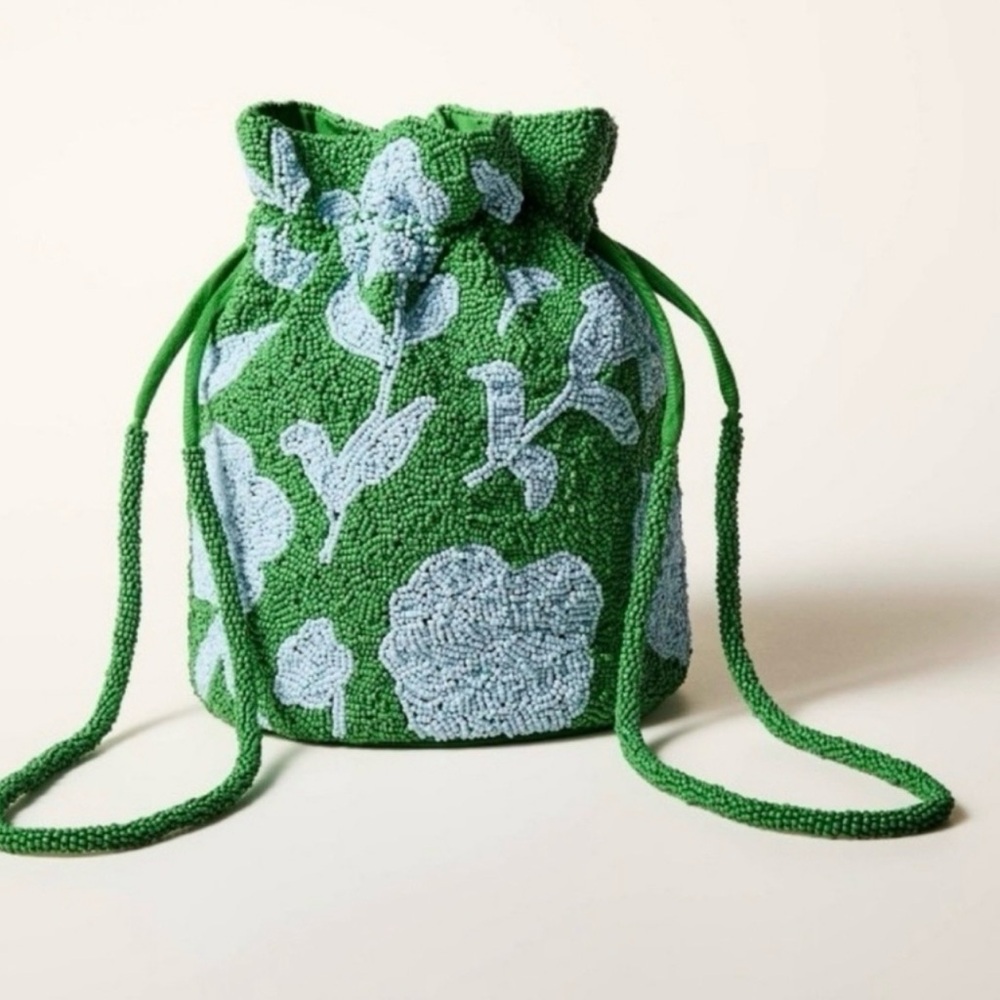 Kate Spade Rose Beaded Drawstring Bag